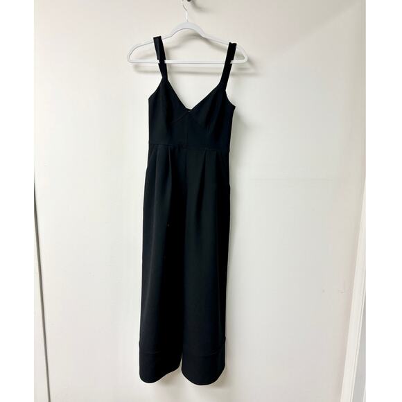 5a7 Cinq à Sept Sleeveless V-Neck Wide Leg Ankle Jumpsuit Black Womens Size US 4